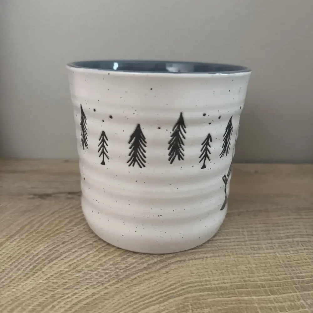 Peppermint & Pine Two Gnomes Holding Hands Trees Treat Jar Canister No Lid‎